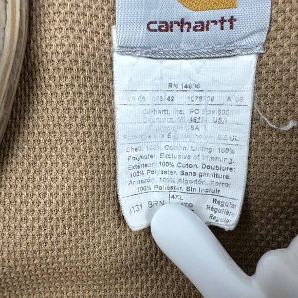 Vintage Carhartt Jacket Mens 4XL Brown Duck J131 Hoodie Union Michigan‎ USA VGC - Picture 9 of 16